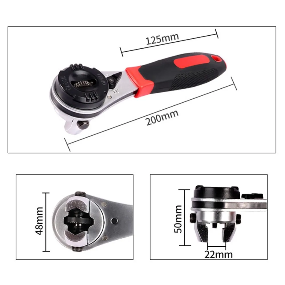 Imagem -02 - Chave de Catraca Ajustável Ferramenta Multifunções Aço Cromo Molibdênio Cabo Reto Universal 200 mm 622 mm