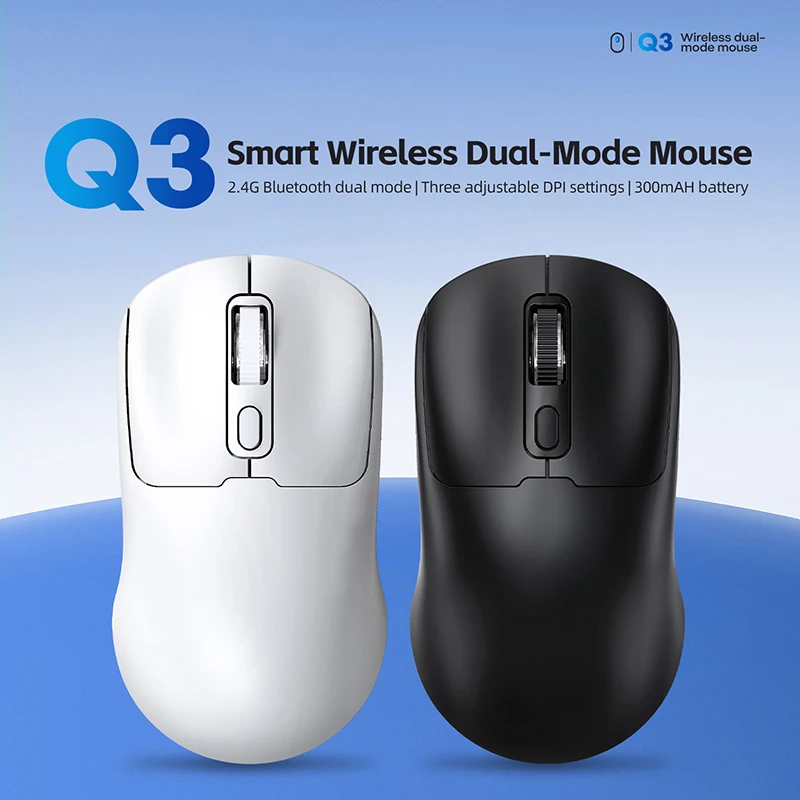 

Q3 Wireless Mouse with USB Type-C Recharging Dual-Mode Bluetooth &2.4G Silent Optical DIP1600 Battery Roller for Laptop Computer