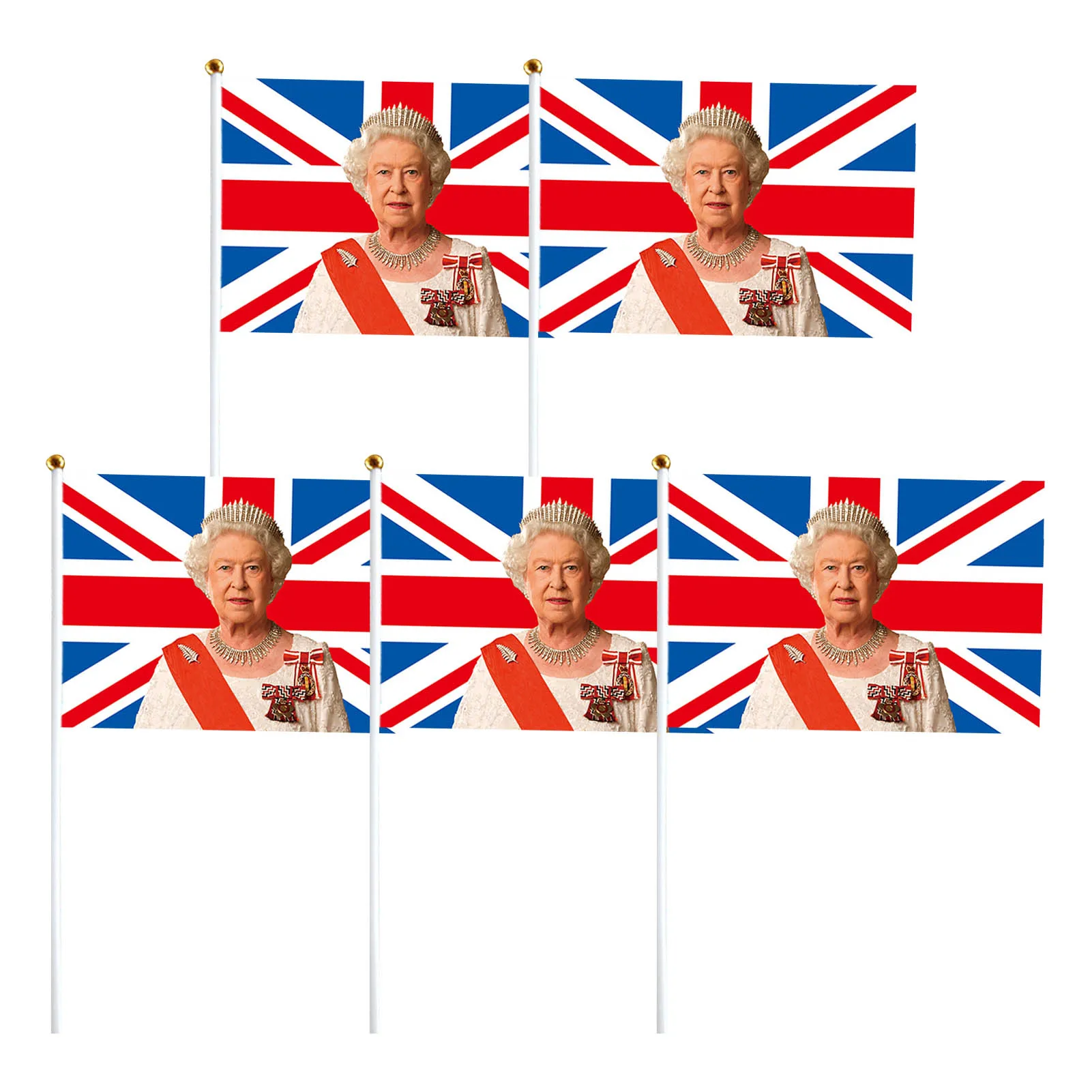 Queen Hand-waved Flags Untied Kingdom Stick Flag British UK Small Mini Flags For Patriotic Decorations Or Celebrations 5x8in 5