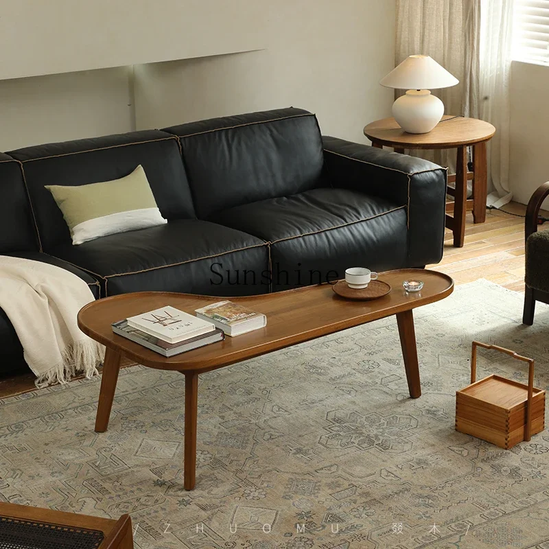 Coffee table wabi-sabi retro style living room special-shaped corner solid wood table simple and modern