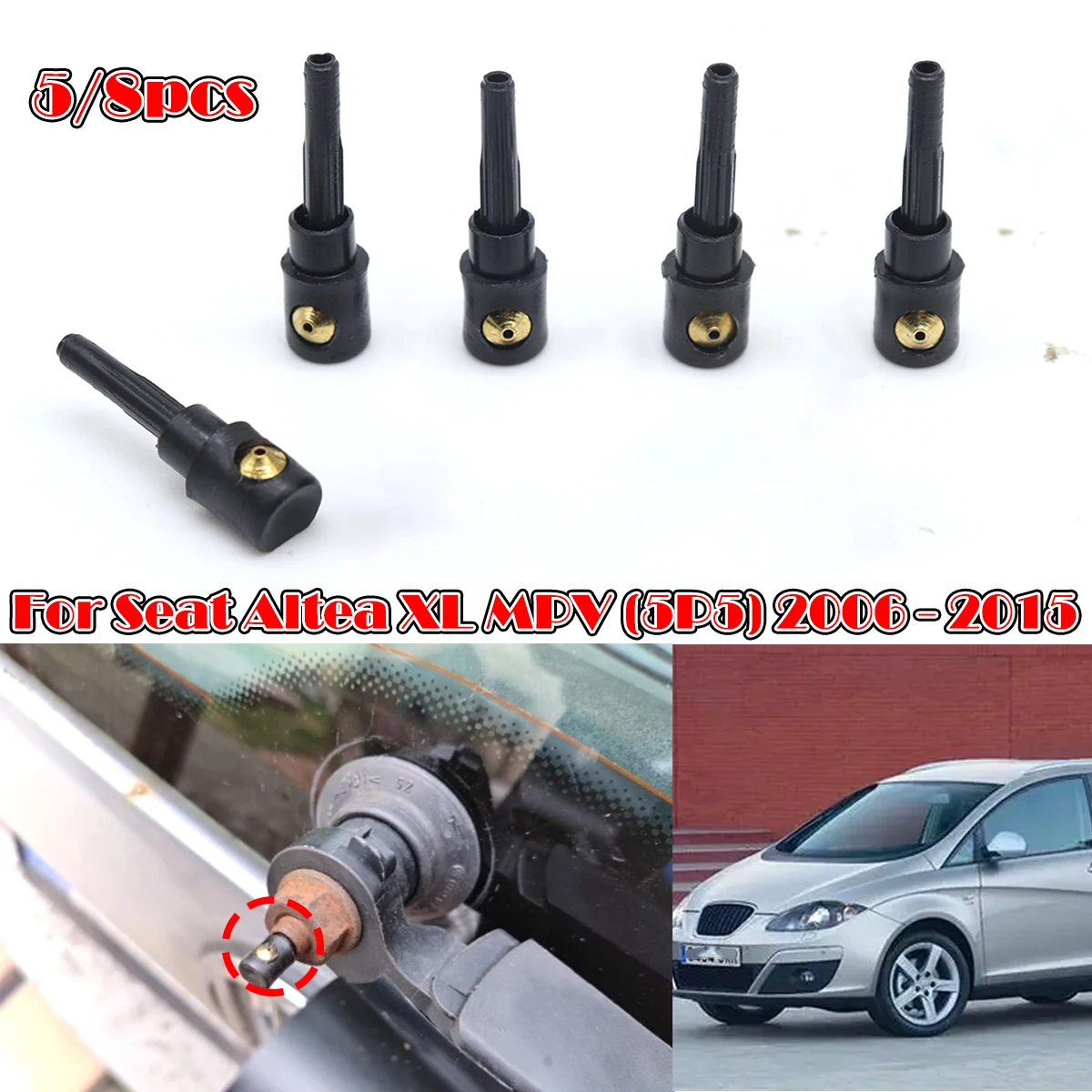 

5/8PC For Seat Altea XL MPV 5P5 1.4 1.6 1.8 2.0 2006 - 2015 Rear Wiper Washer Jet Nozzle Windscreen Window Spray Cover Rocker