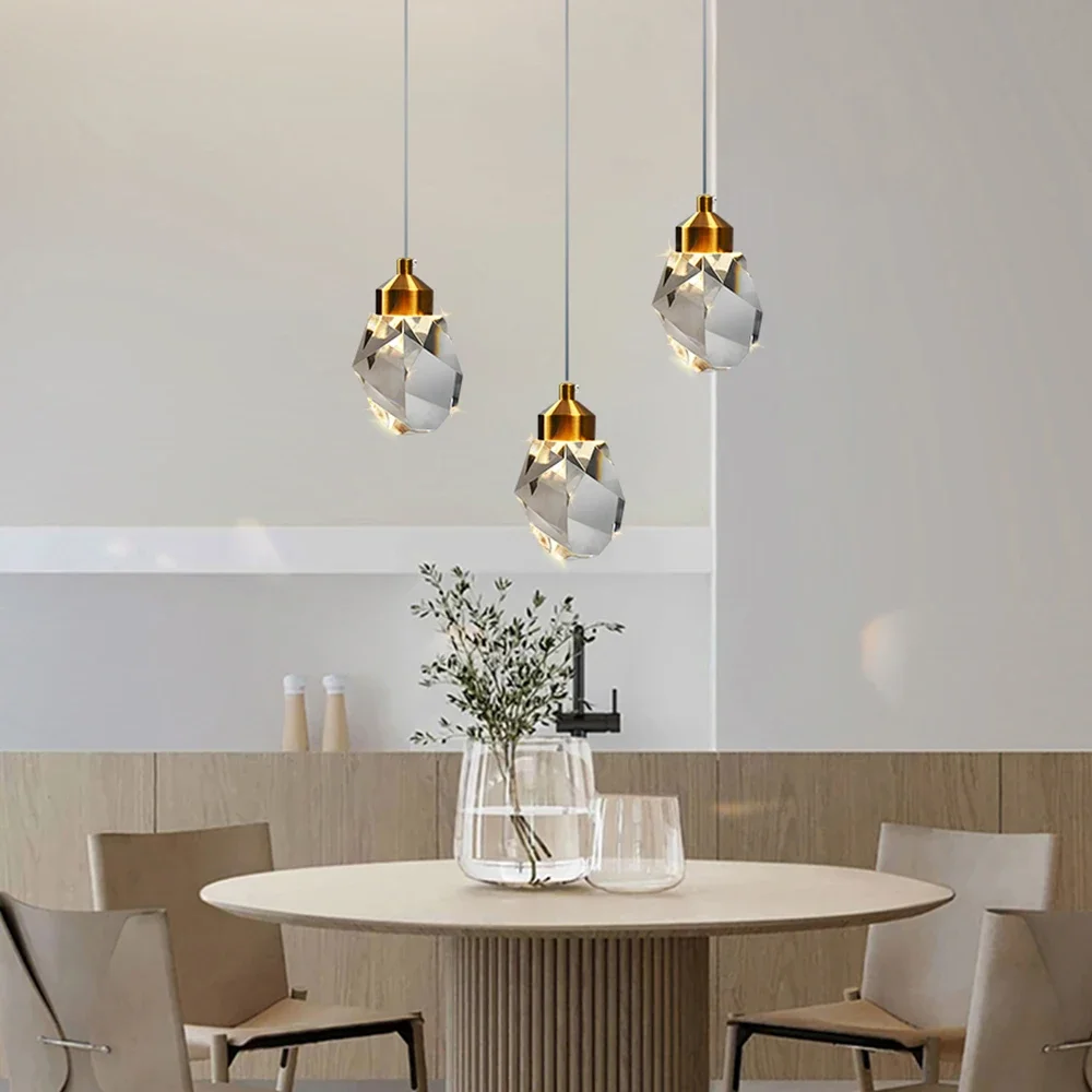 Pendant Light Bedroom Nordic LED Crystal Hanging Lamp Suspension Luminaire Home Decor Lustre for Kitchen Island Dining Room