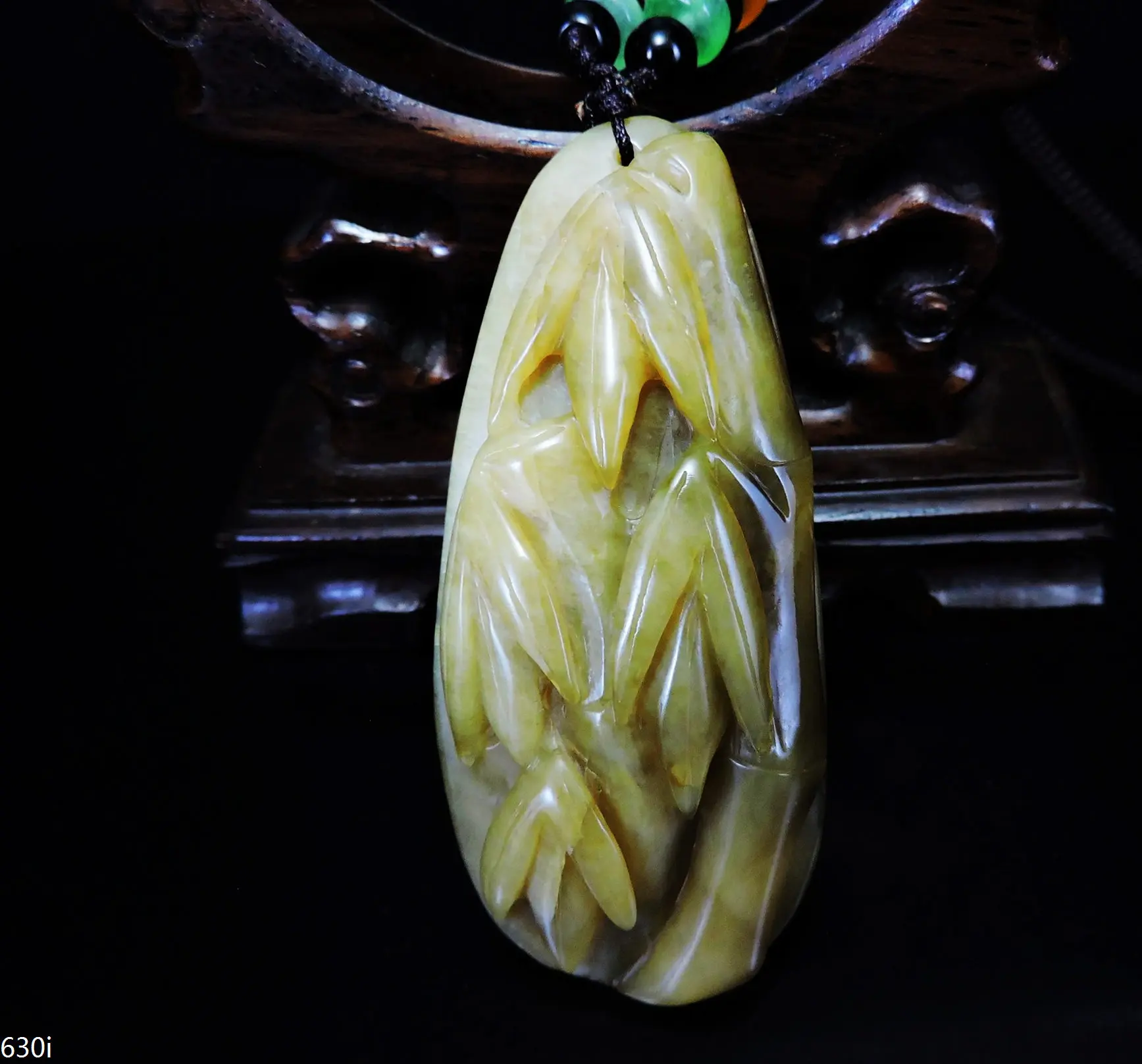 Jade Jewelry Natural Jade Pendant Necklace Hand-Carved bamboo Jadeite Necklace Pendant Gift No Treatment 630i