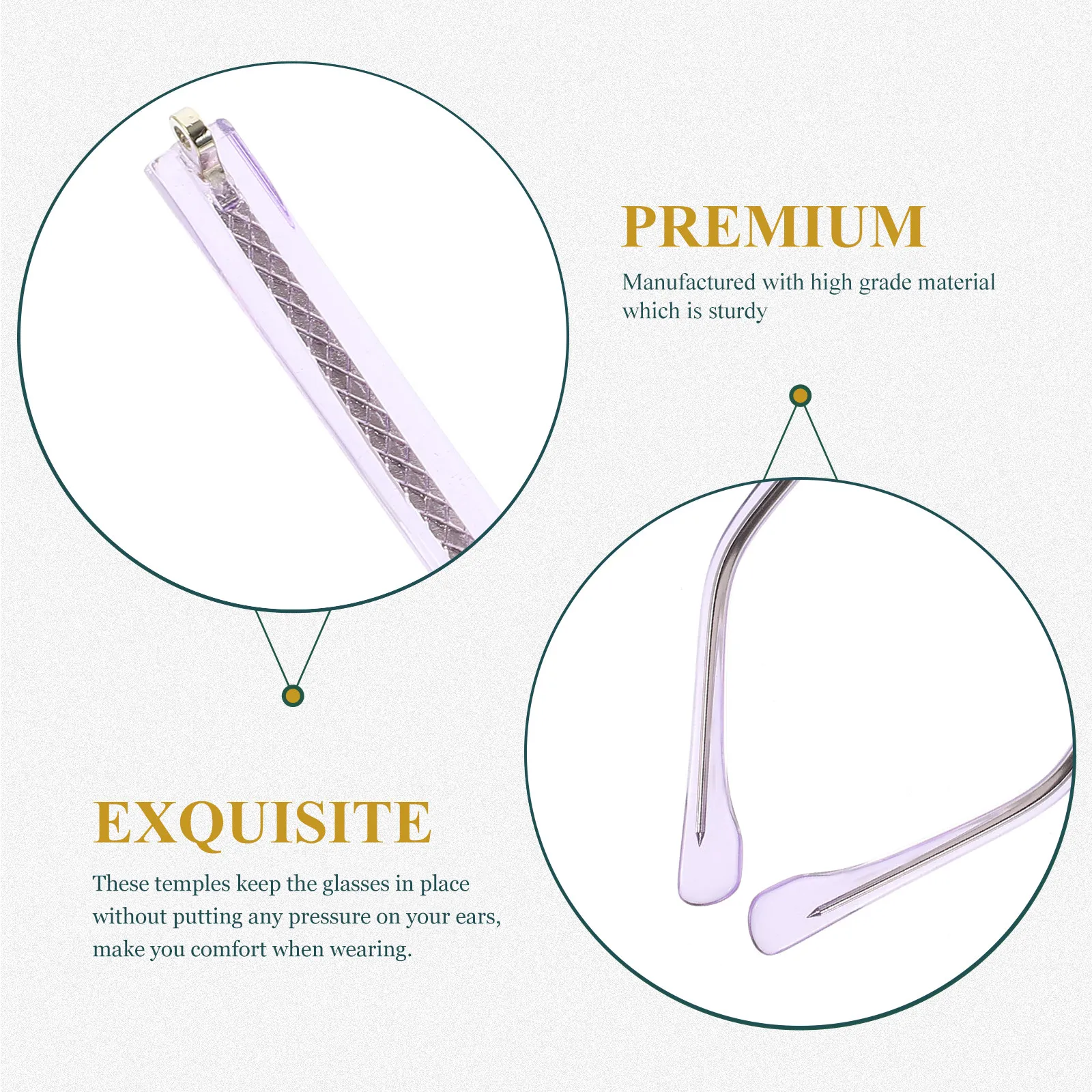 1Pair Sturdy Metal Glasses Arm Legs Replacement Universal Temple for Eyeglasses Frames Anti-Slip Comfort Wear Long-Lasting