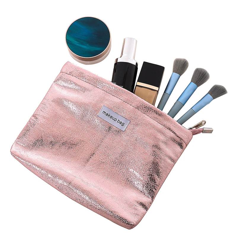 1PC Portable Toiletries And Skin Care Products Storage Bag Storage Bag New Shiny Sequin Silver Champagne Clutch Cosmetic Bag