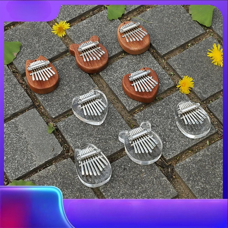 8 Keys Mini Kalimba Rainbow Transparent Heart Crystal Kalimba Acrylic Thumb Piano Acoustic Finger Piano Music Instrument