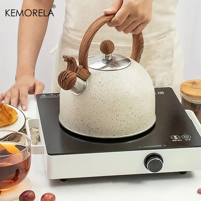 

KEMORELA 2.5L Stainless Steel Whistle Kettle Universal for Gas Induction Cooker - Kitchen Utensil