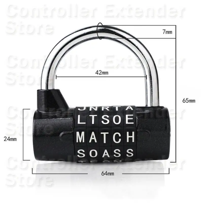 N84B Padlock Security Lock for Storage Cabinet 5 Letter Combination Lock Gym Locker