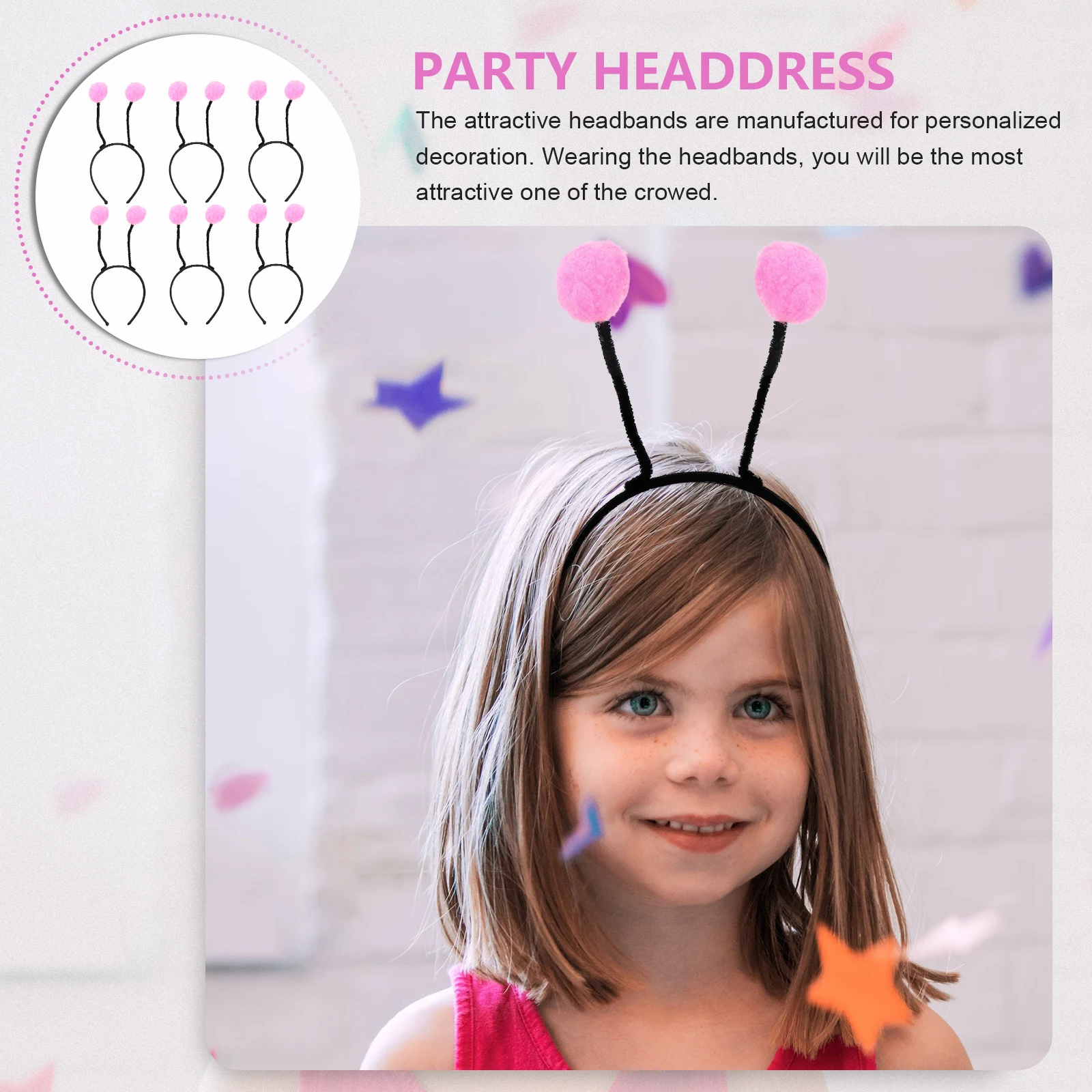 

6Pcs Hair Ball Hairband Stylish Party Headbands for Women Creative Festival Wear Comfortable Non Slip Hair Decoration Gift