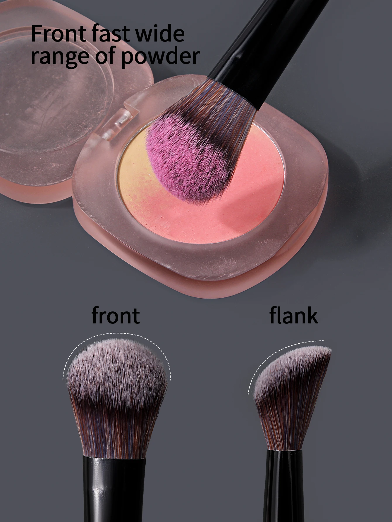 1 piece soft portable wooden handle loose powder blush setting brush, multi-functional facial makeup brush, beauty tool
