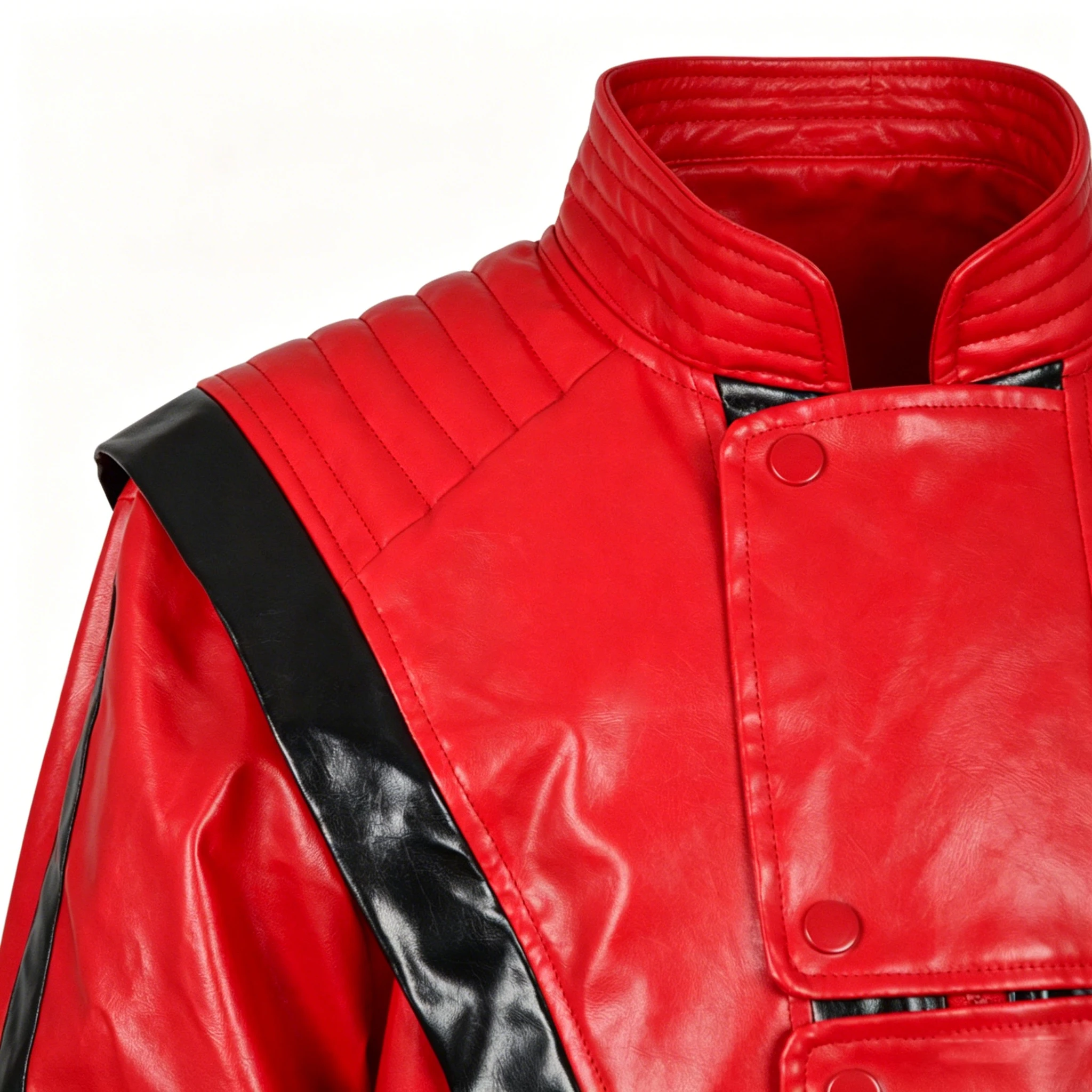 Neue Rote Jungen Modische Jacke im Michael Jackson Stil Hip-Hop Lederjacke für Feiertage und Partys Kinderkleidung – Detail 8