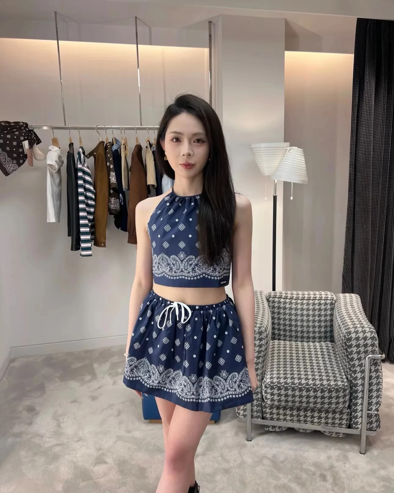 

Designer Brand Women's Sexy Backless Cami Top & Mini Skirt Set - Summer Vacation Beachwear Outfit, Casual Party Two-Piece
