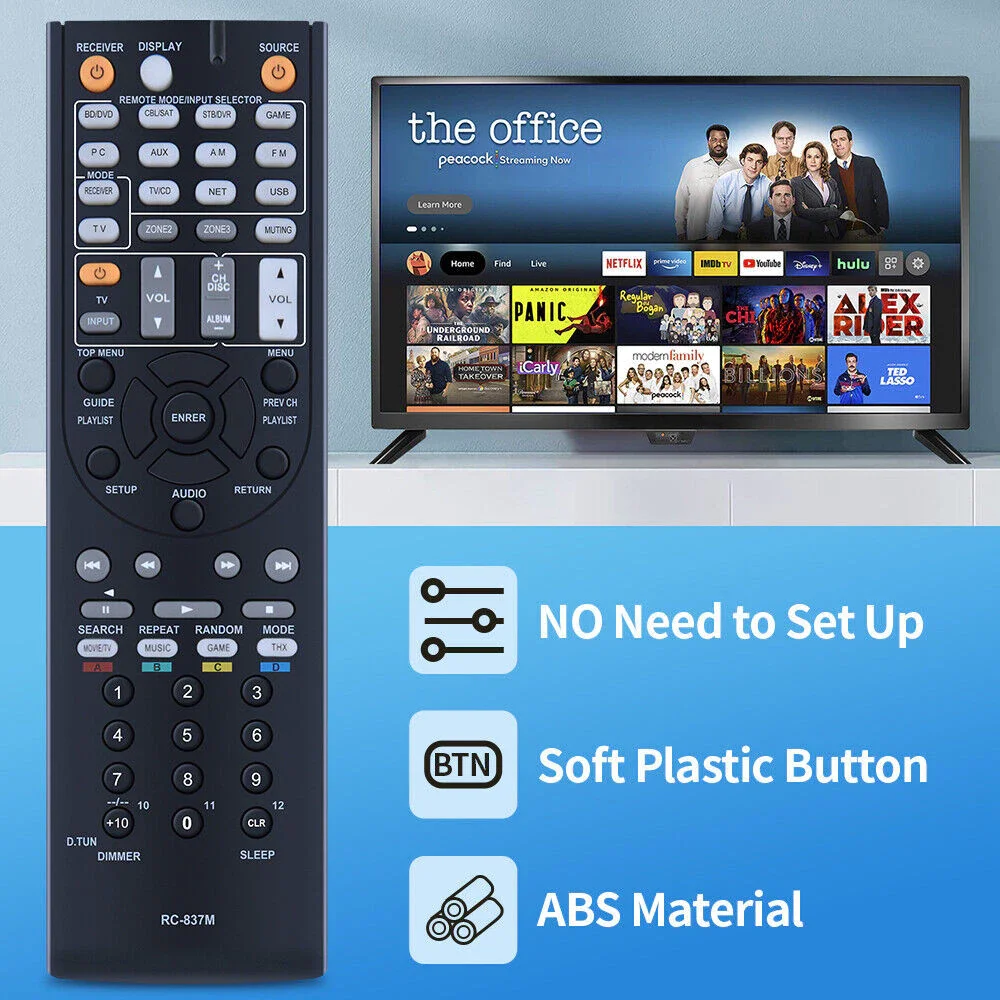 New Replace RC-837M For ONKYO AV Receiver Remote Control TX-NR818 TX-NR616