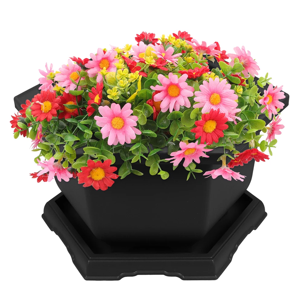 

2 Sets chid Pot Large Bonsai Pots PP Imitation Purple Hexagonal Design Extra Large Flower Pots Planter Plastic Garden