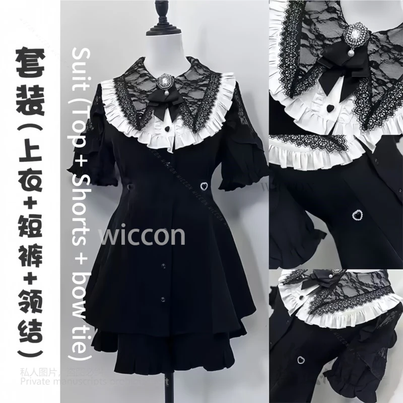 Japanese Style Kawaii Y2K Jirai Kei For Women Outfits Lace Lolita Dress Fashion Long Sleeve Bow Blouses Party Customized 2025