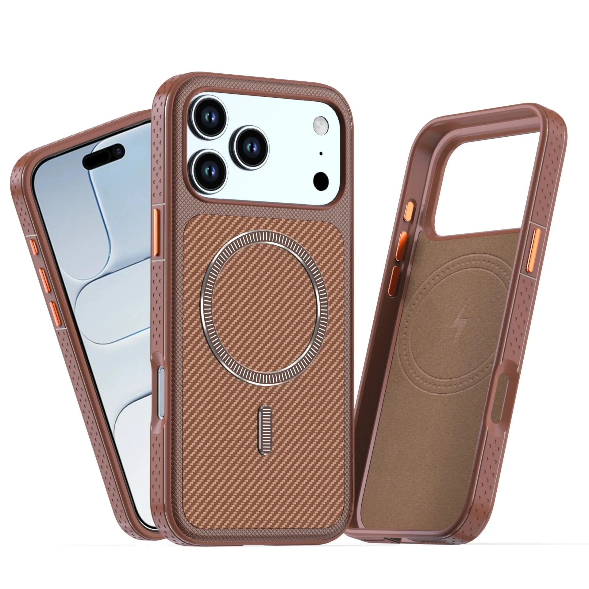 Neue Carbonfaser-Textur Kunststoffhülle für Magsafe Handyhülle für iPhone 18 17E 17 Air 16 15 14 13 12 18 Pro Max 16E Stoßfeste Hülle
