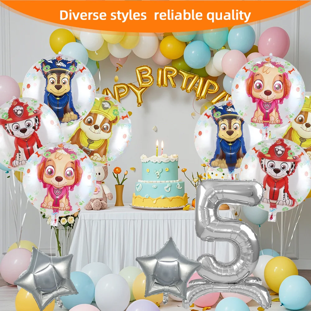 

Silver Standing Number Aluminium Foil Balloons Star Paw Patrol Puppy for Birthday Party Children's Activity Background Decor