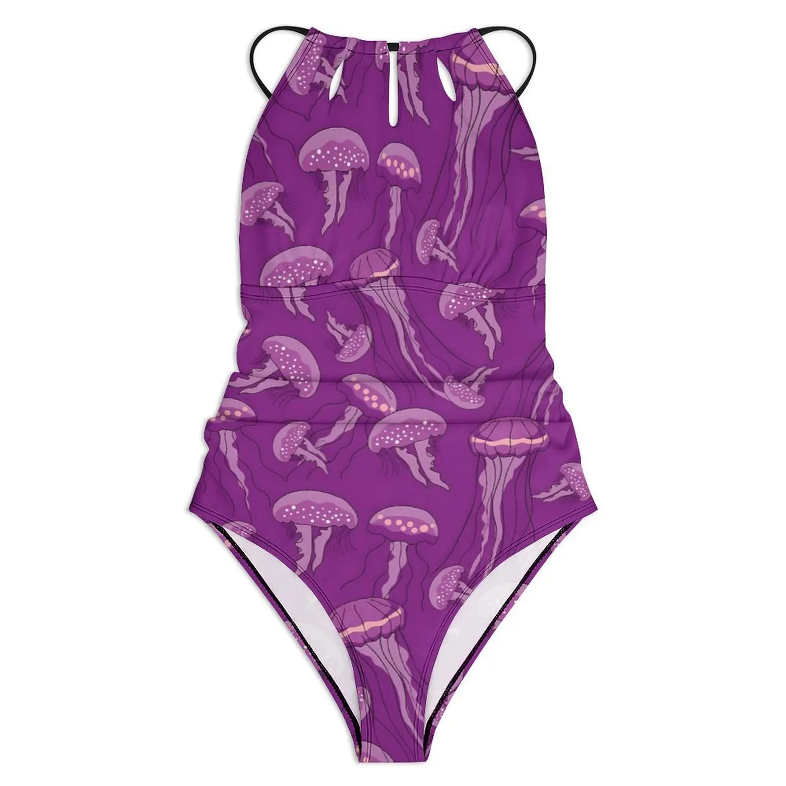 Purple Jellies Swimsuit Glowing Jelly Fish Push Up Swimwear One Piece Sport Bathing Suit Bodysuit Sexy Design Beach Wear