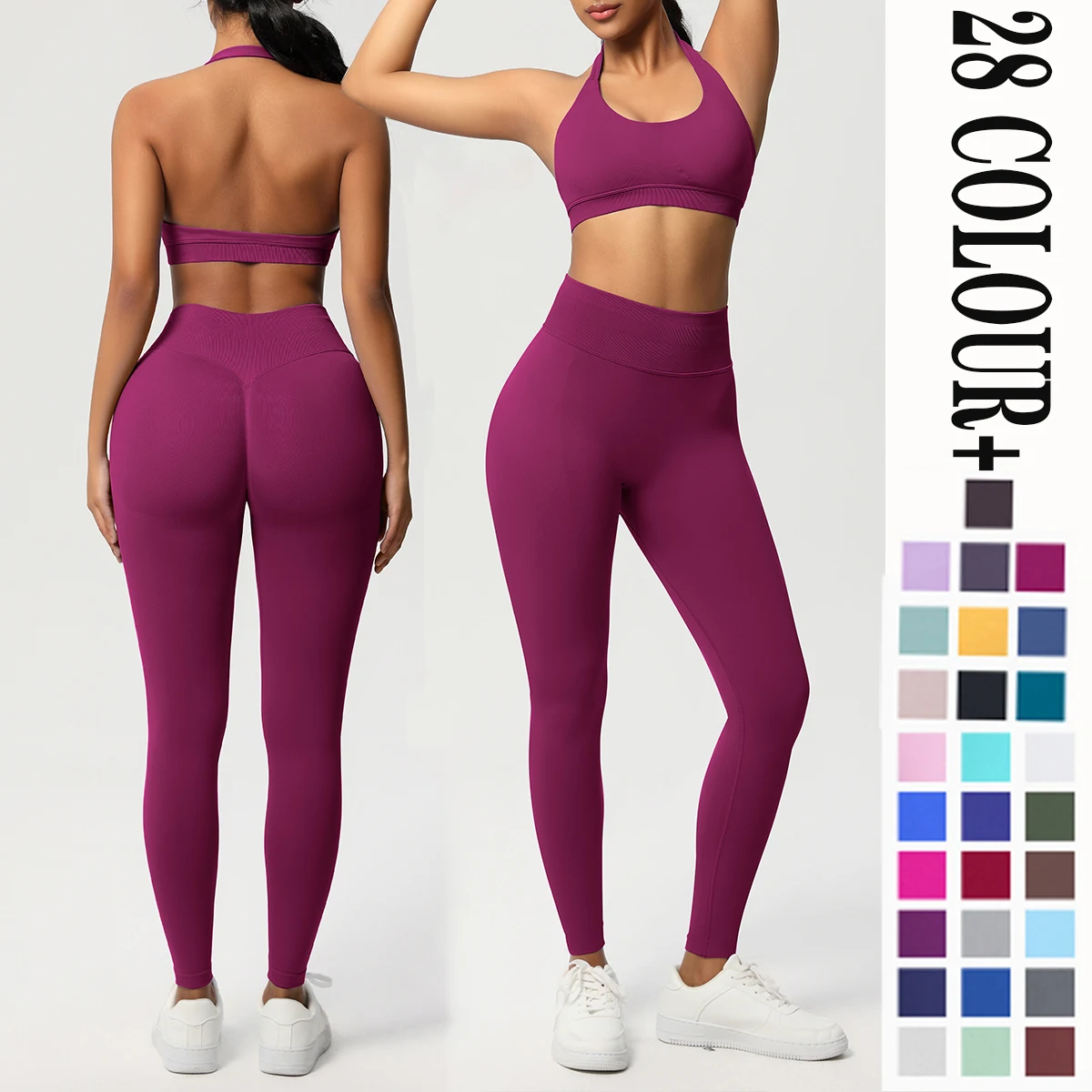 2 Piece Yoga Clothes Women's Tracksuit Athletic Wear Pilates Fitness Suit Gym Workout Push Up Clothes Sports Bra Leggings Suit