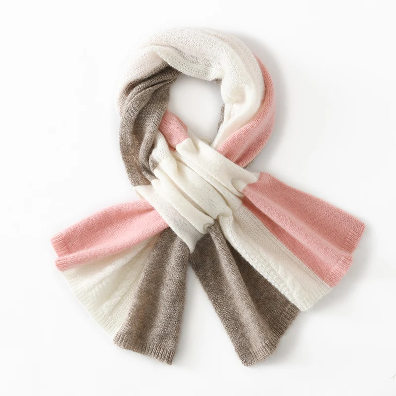 

"Premium Cashmere Scarf for Women – Winter Warm Knitted Fashion Color-Block Wrap, Soft Cozy Chunky Neck Warmer Accessories
