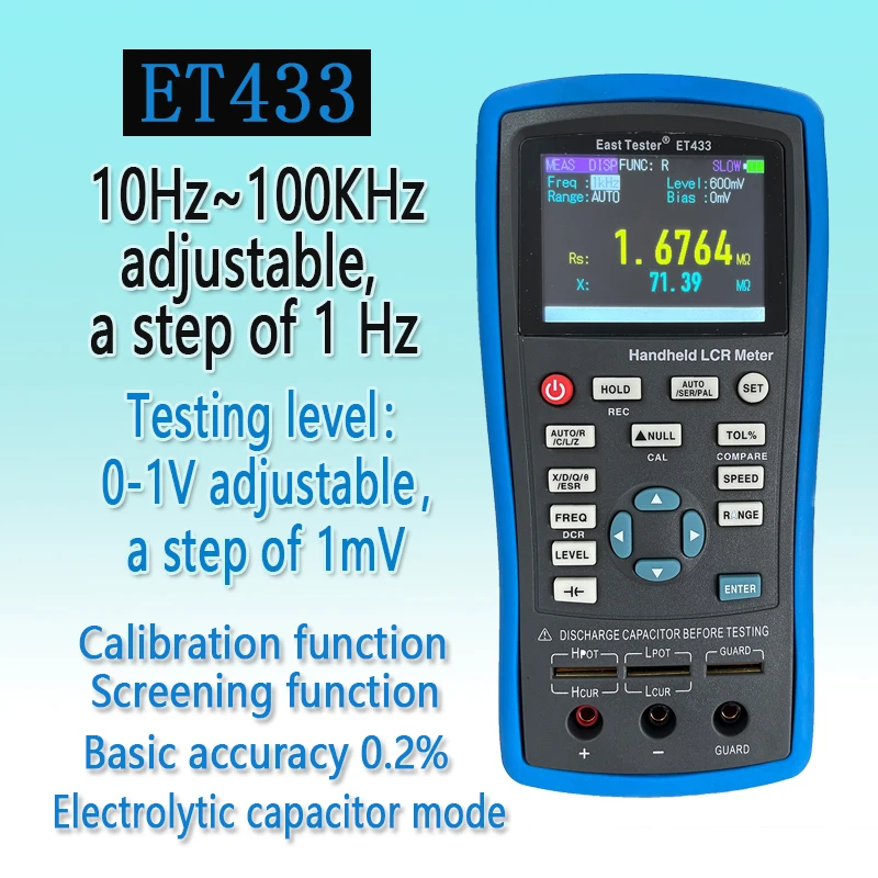 Heldheld LCR Bridge ET433 Portable LCR Meter Digital Multimeter High Precision Frequency Response Analyser Handheld Quality Tes