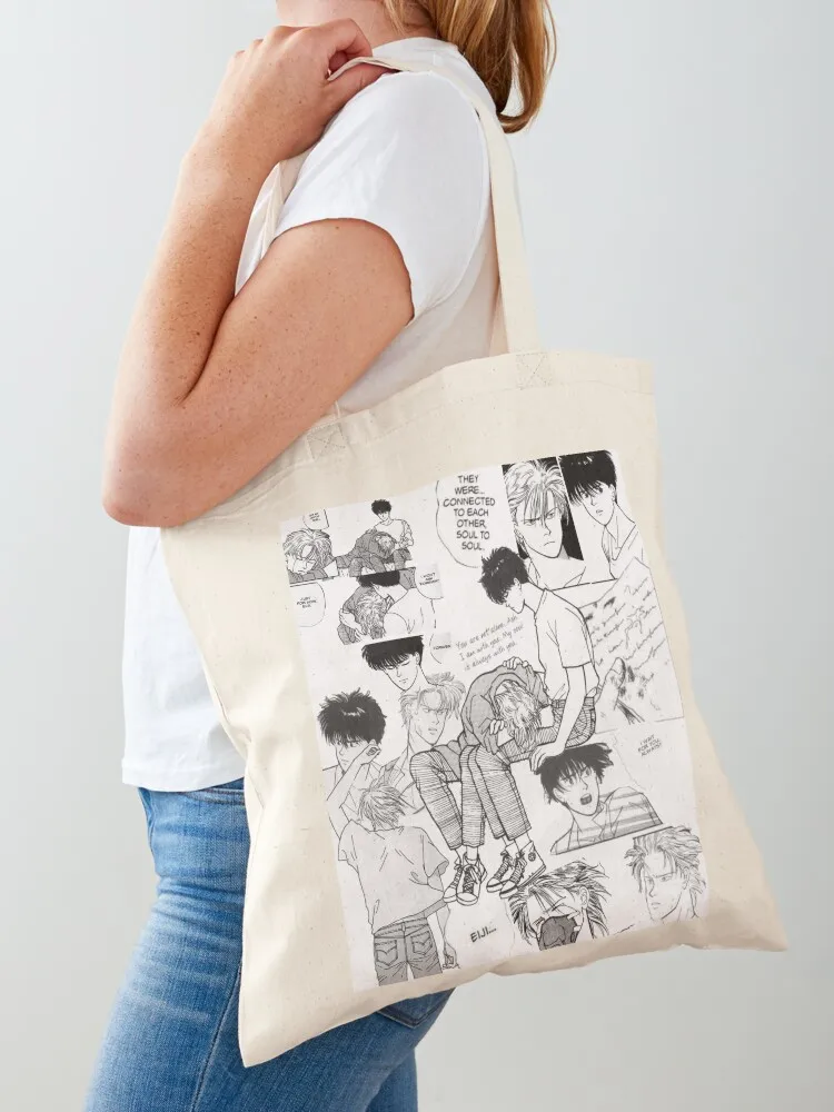 

Banana Fish Collage Tote Bag canvas shopping bag custom fabric bag Large bags for women Portable shopping