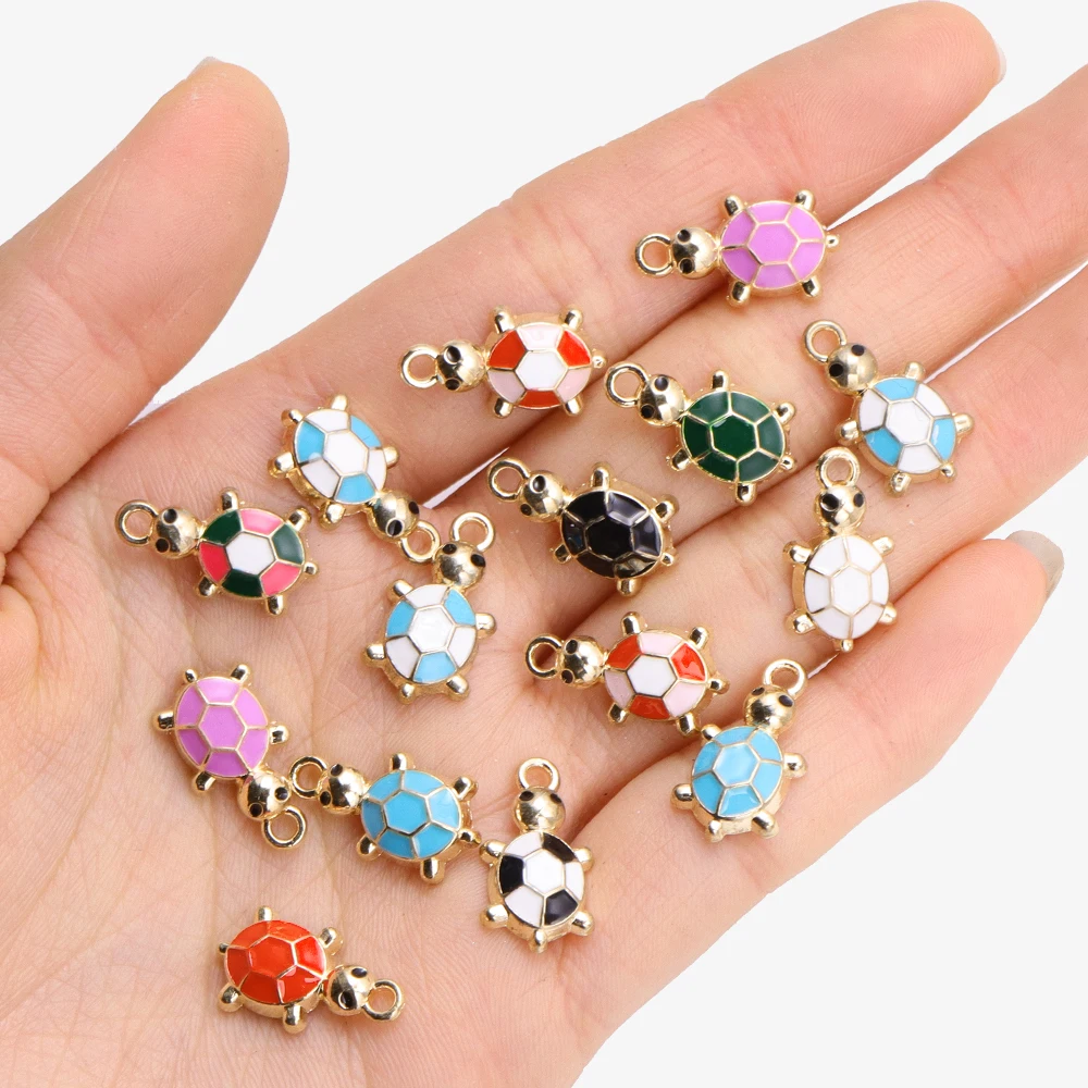 10Pcs Mixed Ocean Sea Turtle Charms Multicolor Enamel Animal Pendant DIY Handmade Jewellery Necklace Keychain Accessories Crafts image 2