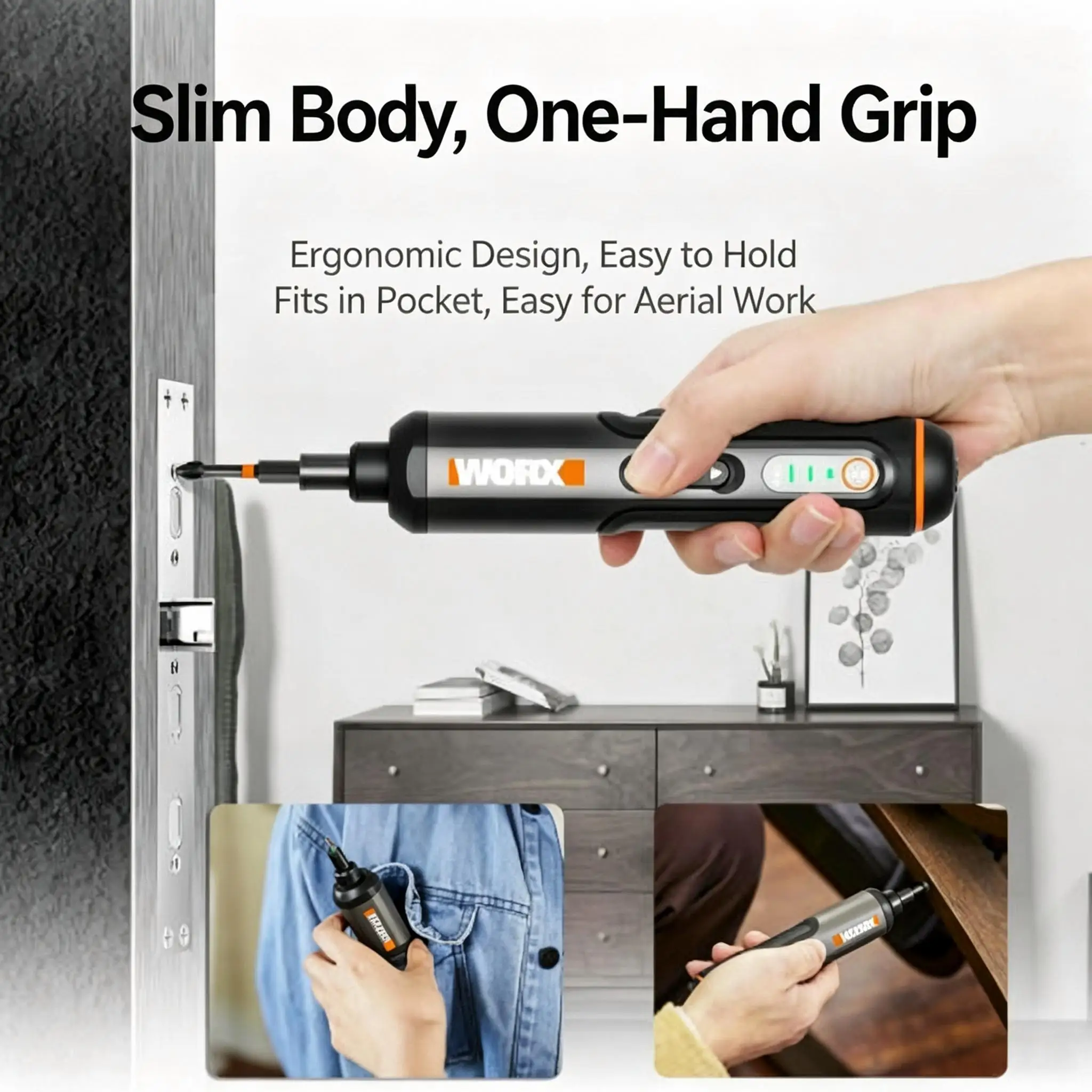 WORX Mini Cordless Electric Screwdriver Set WX242 Rechargeable Smart Power Drill Compact Hand Tool for Home Use with 30 Bit Set