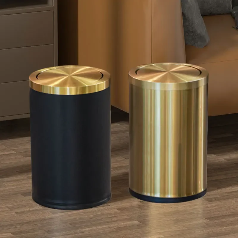 Rock lid trash can stainless steel home living room kitchen with lid flap light luxury bathroom toilet high-end