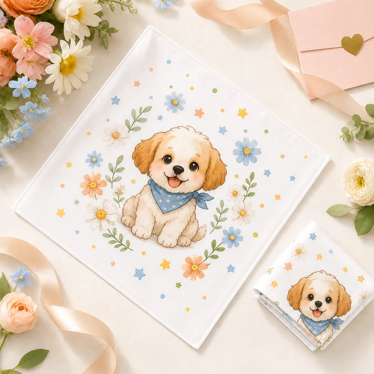 Custom Printed Handkerchief Personalized Peach Skin Cloth 12in 16in Reusable Soft Square Hanky for Daily Use Gift Party Travel
