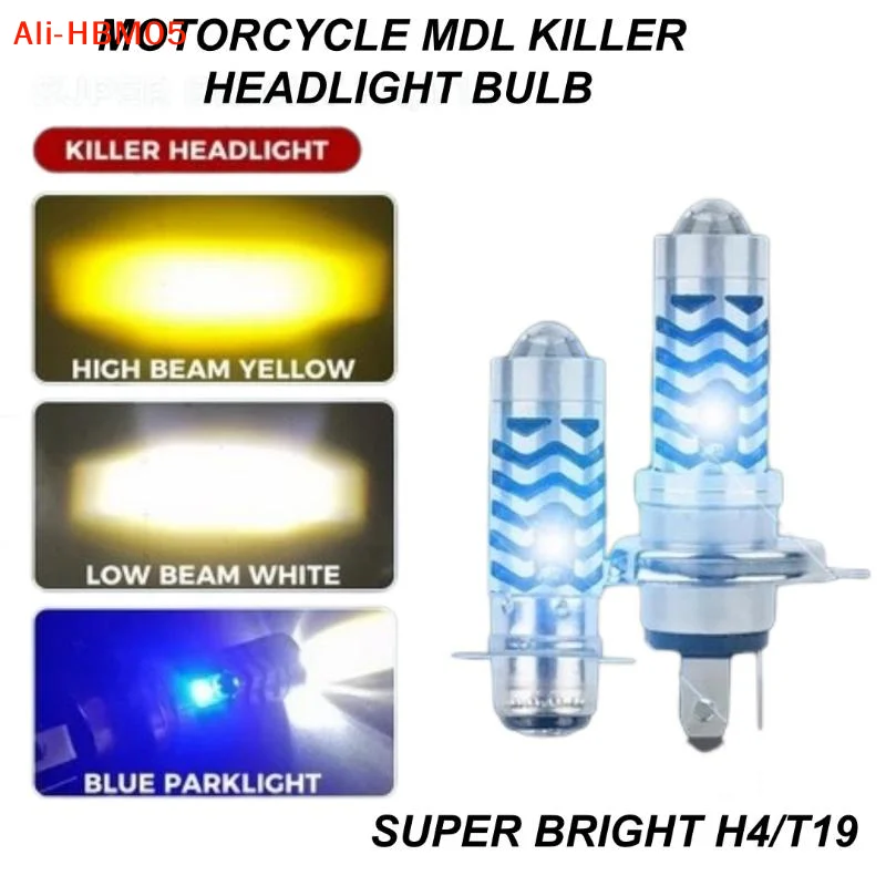 (HB05)Led Light For Motorcycle Mini Driving Light For 12V Universal With Blue Parklight Dual White Yellow Beam Night Riding