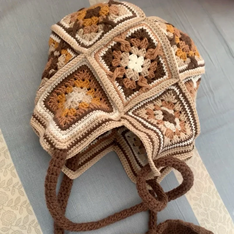 Maillard Color Hand-crocheted 10.5cm Placemat Multicolor Square Coaster DIY Bag Accessories Home Decoration 13PCS Caramel
