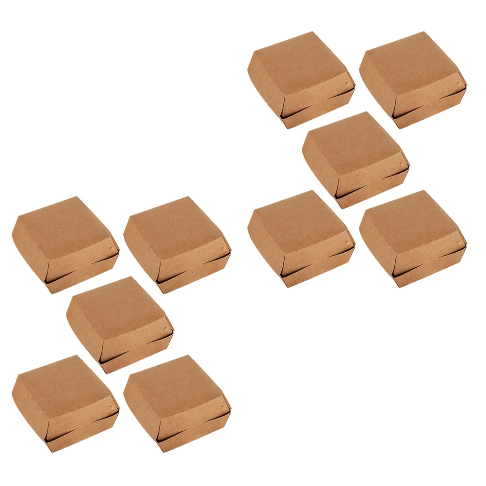 30 Pcs Kraft Paper Food Tray Takeout Packaging Container Burger Box with Cover Supply Picnic Case