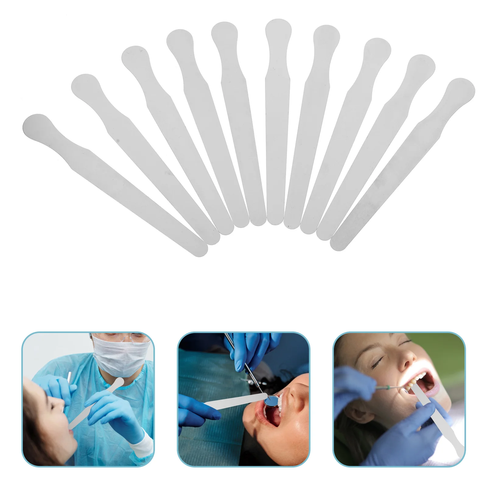 

10 Pcs Tongue Scraper Stainless Steel Depressor Make up Baby Tongs for Grilling