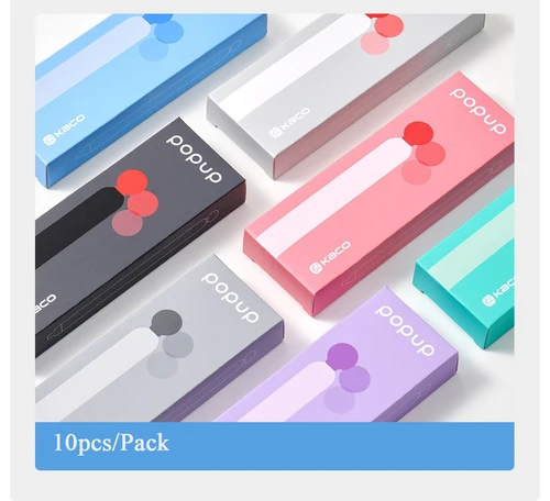 KACO-bolígrafos de Gel pop up Kawaii, 7 colores, recargas de tinta negra de 0,5mm, cabezal de bolígrafo ST, secado rápido, prensa lateral, firma, Caneta Stationeri, 10 unidades por paquete
