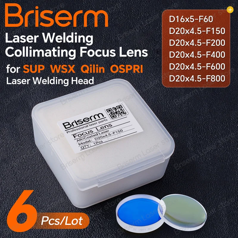 6PCS Laser Welding Focus Collimating Lens D20 T4.5 F150 F200 F400 F600 F800 D16x5 F60 SUP 21T 23T Welding Focusing Lens
