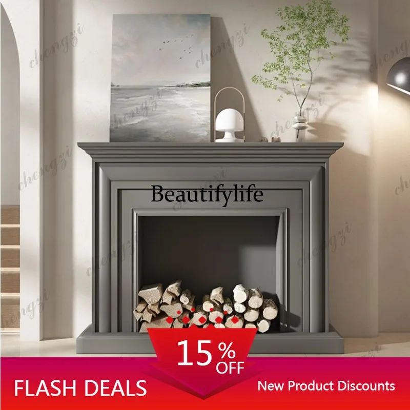 D80 Modern simple living room fireplace decorative cabinet Italian minimalist fireplace rack wall storage cabinet