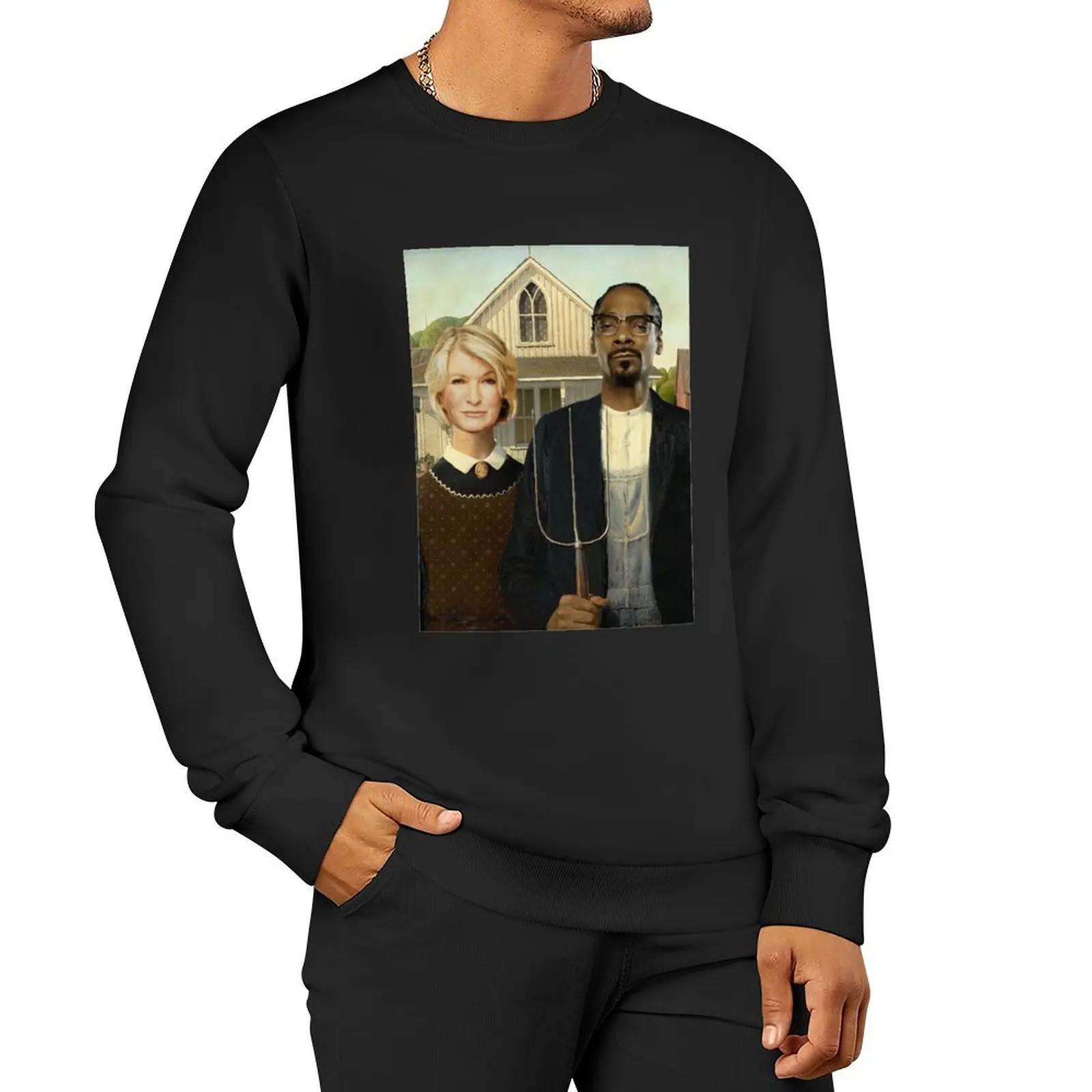 

Snoop Martha American Gothic Pullover Hoodie mens clothing sweatshirt male