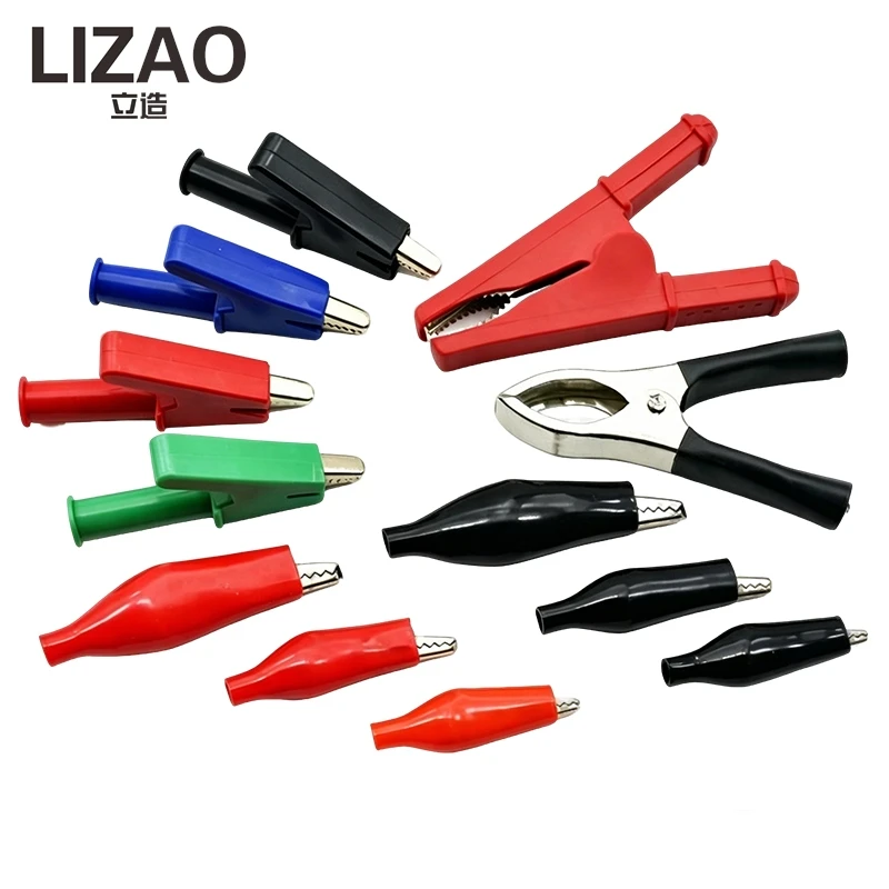 Insulated Alligator Crocodile Test Clips Flame Retardant PVC Sleeve Large Medium Small Size Red Black Green Beige Multi Color
