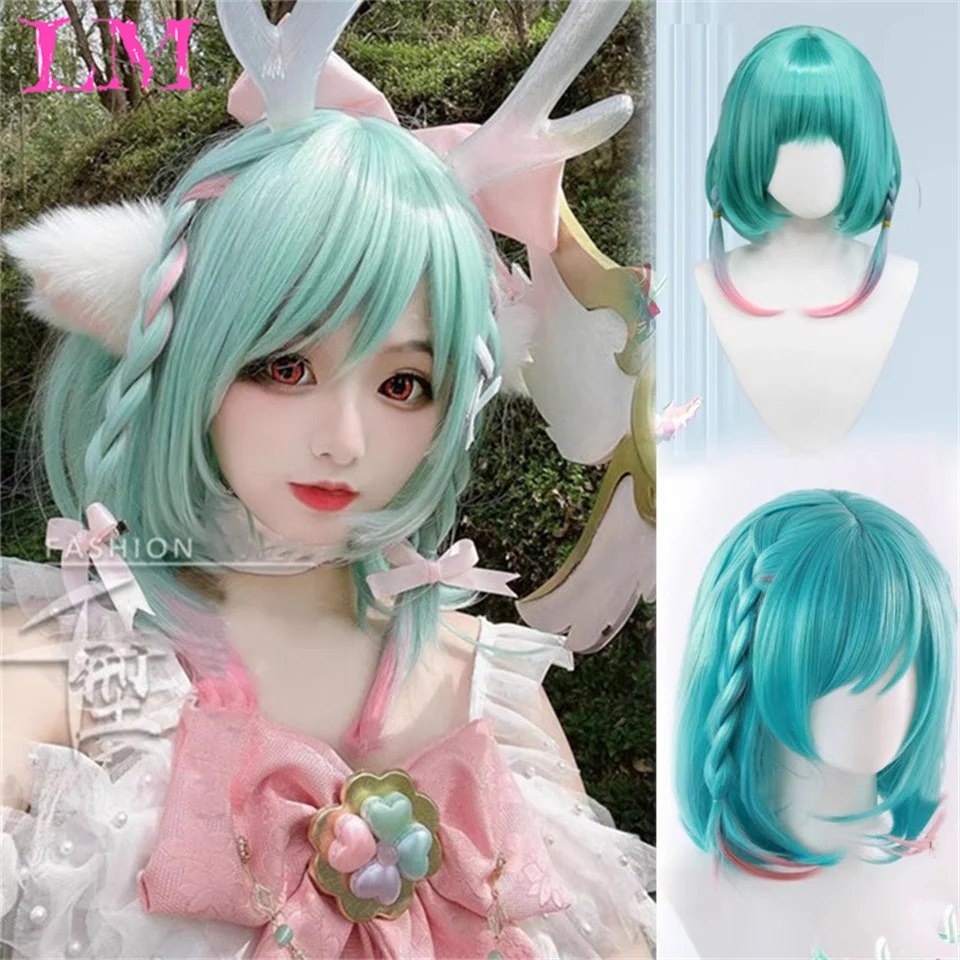 

LM King Yao Cosplay Wig Pixie Cut Wig With Bangs Curly Synthetic Natural Fake Hair Replacement Wigs fo
