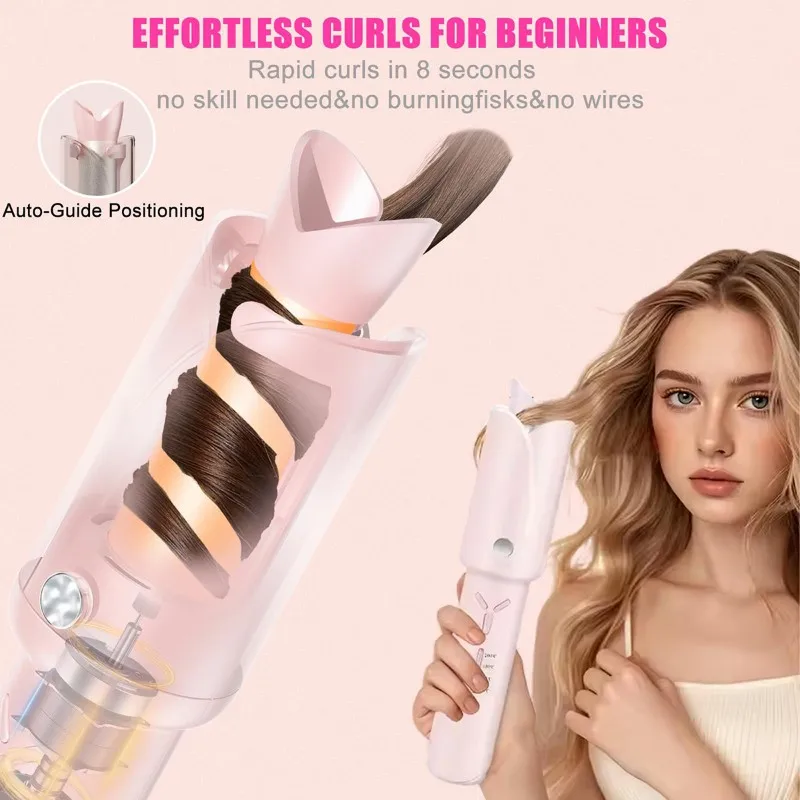 【NEW A39M】 Electric Hair Styler 32Mm Large Wave Wireless Automatic Hair Curler Featuring Titanium Tourmaline Coating