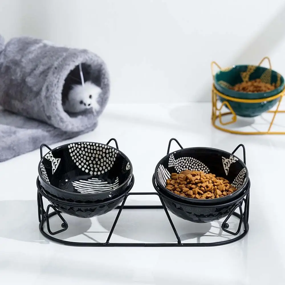 

Food Storage For Dog Cat Cat Feeder Drinker Oblique Mouth Cat Double Bowl Pet Feeder Bowl Water Feeder Container Pet Supplies