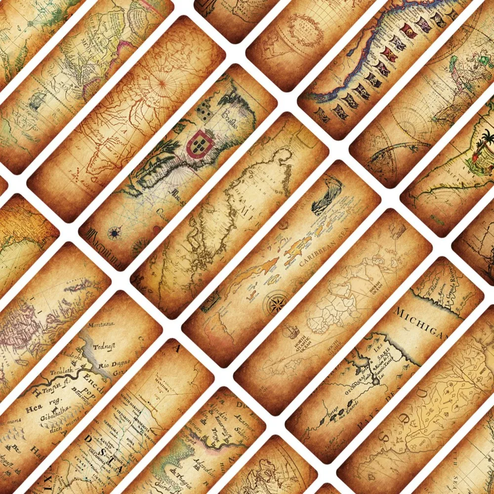 30 قطعة ورق الكرافت الرجعية خريطة القراءة المرجعية UV المغلفة البطاقات 4x15 سنتيمتر DIY بها بنفسك سكرابوكينغ مجلة لوازم لمحبي الكتاب الهدايا #2