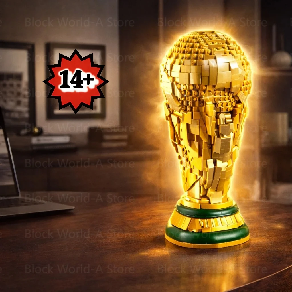Ensemble de blocs de construction de trophée doré à faire soi-même, 2842 pièces, modèle de coupe de football à l'échelle 43020, jouet créatif à faire soi-même pour adultes et adolescents, idée cadeau