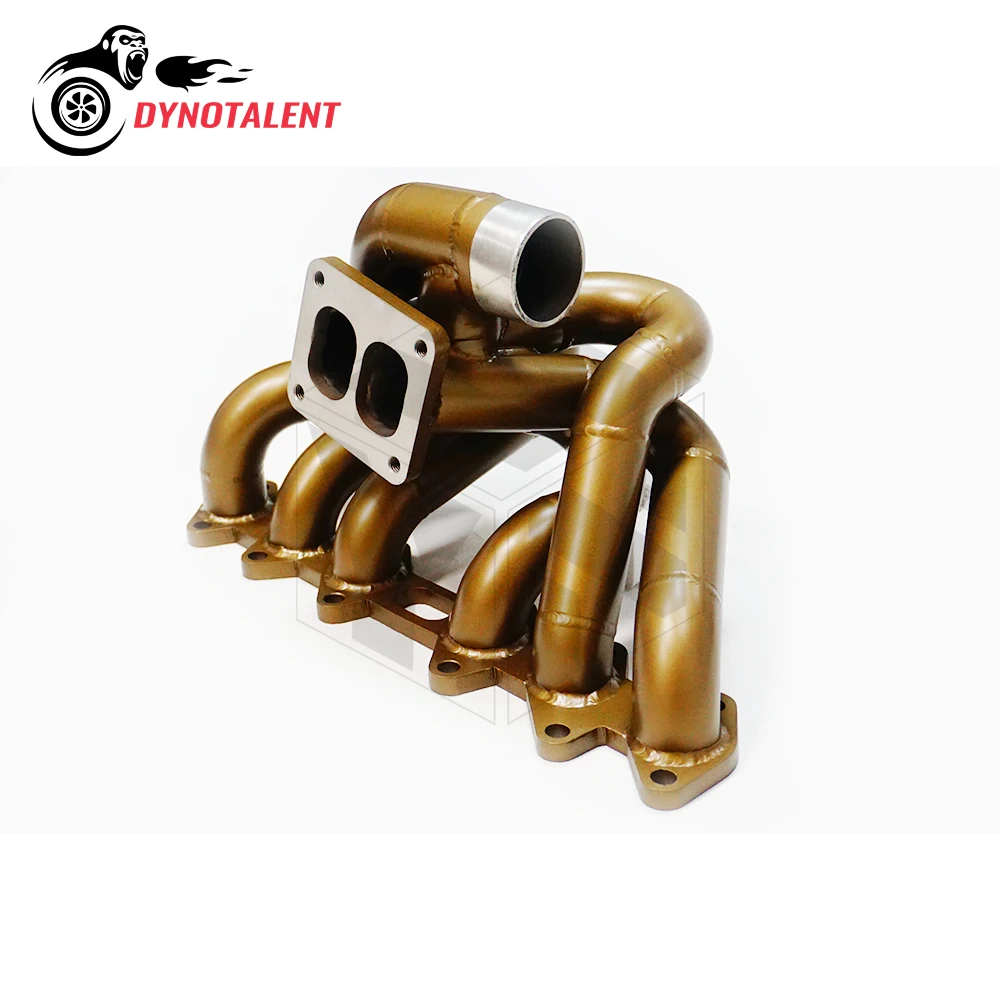 DYN RACING Ceramic Coating 3mm Steam Pipe SS304 falnge T4  Twin scroll  Manifold Supra 2JZGTE 2JZ-GTE 2jz 1993-1998