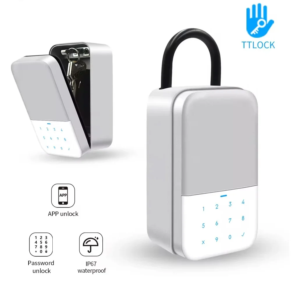 

Key Safe TTlock Fingerprint Bluetooth Wifi Digital Key Box App Remote Unlock Wall Mount Security Key Lock Box Safety Box Padlock