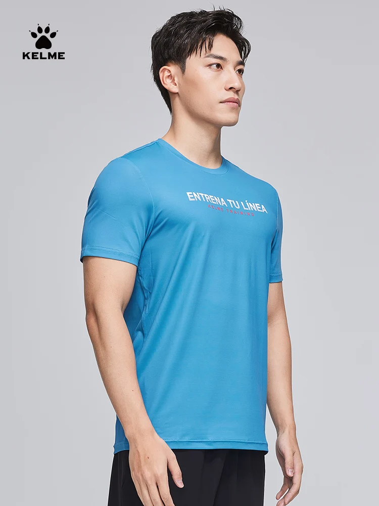 Kelme Men's Running Sports T-shirt Football Training Short-sleeved Breathable Sweat-wicking Quick-drying Fitness Top