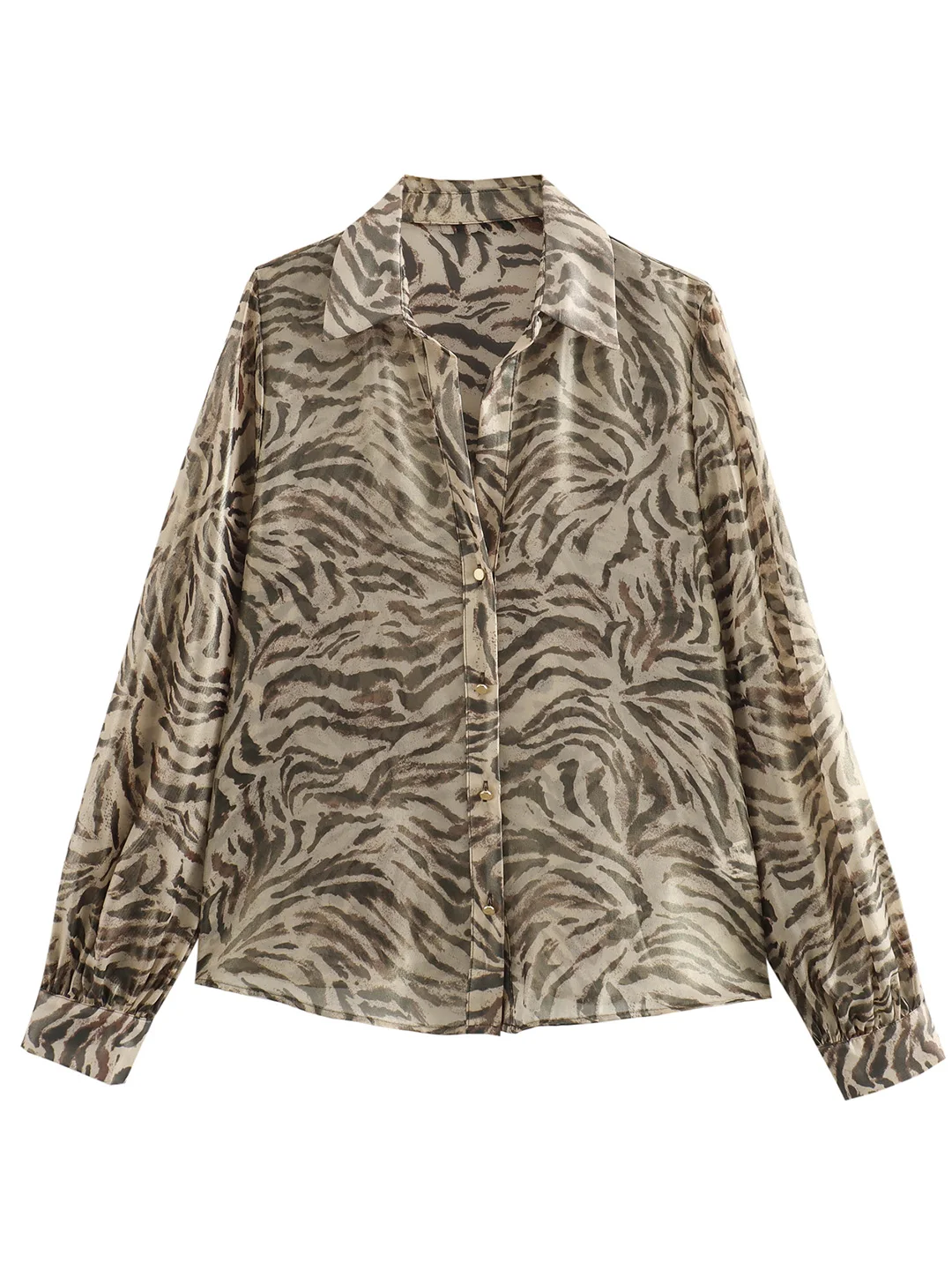

Shirts Blouses 2024 Fashion Vintage Animal Print Shirt Women Spring Summer Long Sleeve Elegant Lightweight Shirt Ladies Tops