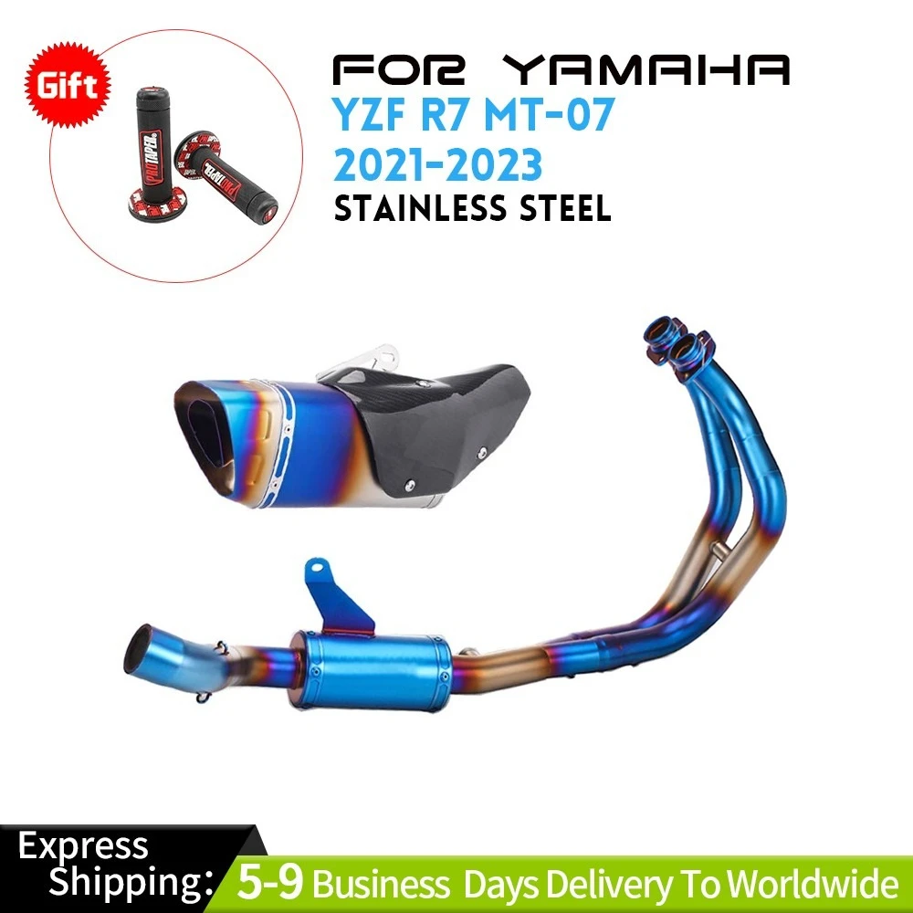 

Full System Blue Exhaust Front Pipe Mufflers For Yamaha YZF R7 MT-07 2021-2023 Exhaust Systems