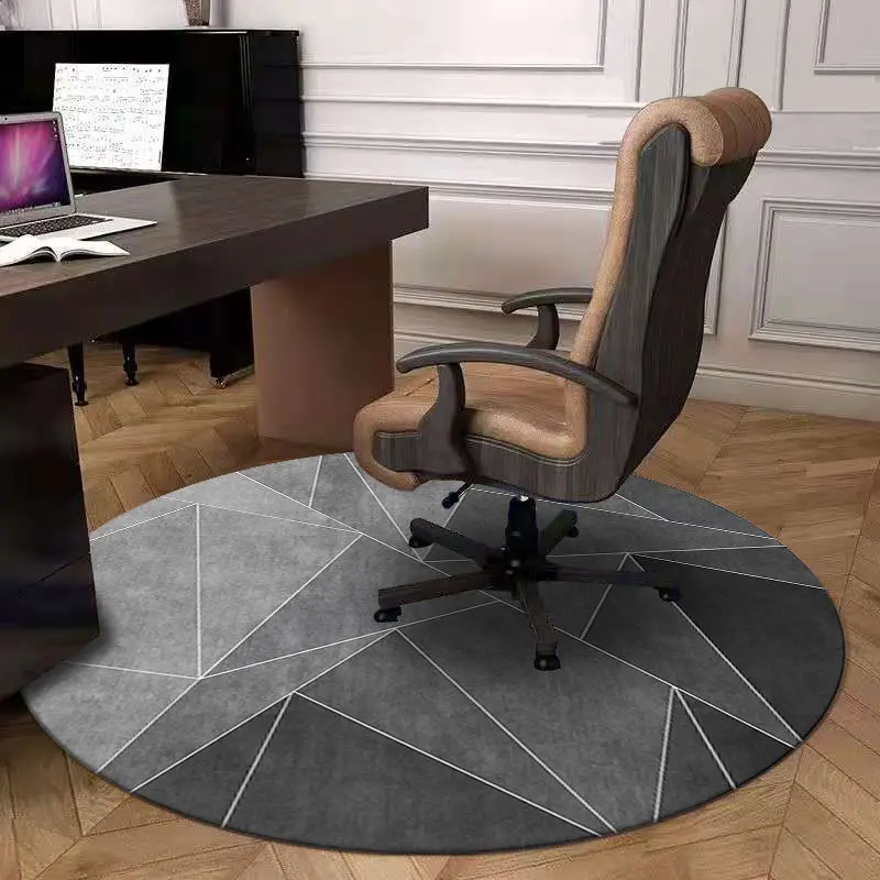 

Simple Geometric Round Carpet Office Chair Floor Mat Computer Table Floor Mat Bedroom Decoration Living Room Rugs Bedroom Carpet